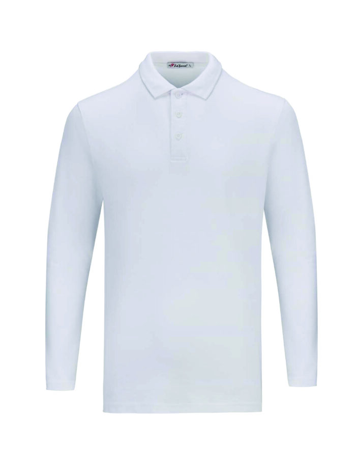 L02-00 White - Honeycomb Classic Polo - Long Sleeved 210gsm