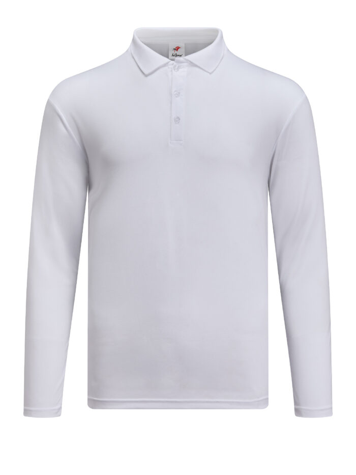 M2400-00 White - Microfiber Polo Long Sleeved - Dry Fit 160gsm