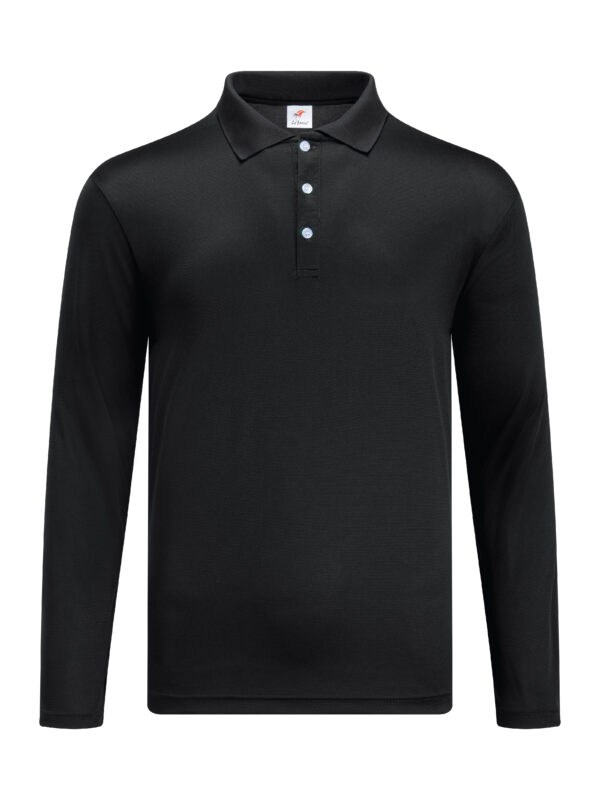 M2400-01 Black - Microfiber Polo Long Sleeved - Dry Fit 160gsm